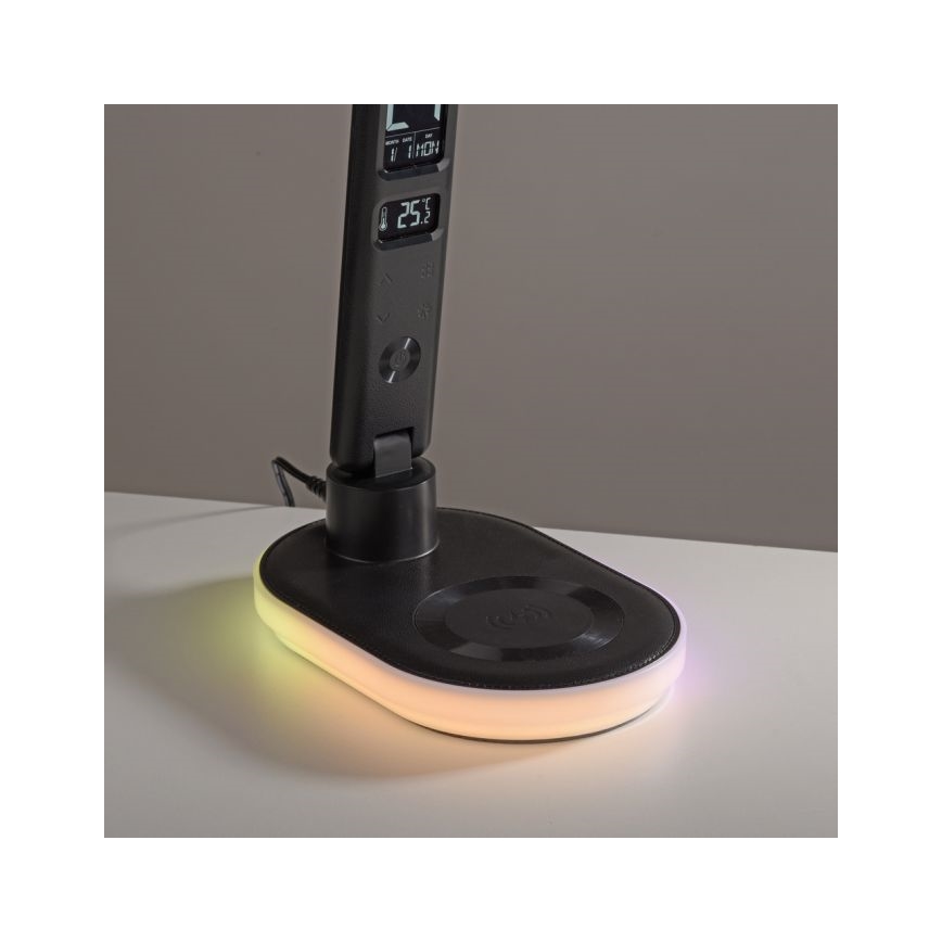 JUST LIGHT. 11018-18 - Lampada da tavolo touch dimmerabile LED RGBW con ricarica wireless TINA LED/4W/230V nero