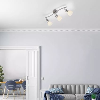 JUST LIGHT. 11953-55 - Faretto KARO 3xE14/40W/230V cromo opaco