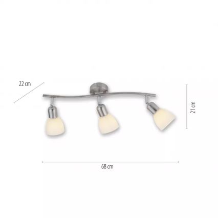JUST LIGHT. 11953-55 - Faretto KARO 3xE14/40W/230V cromo opaco