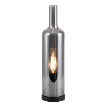 JUST LIGHT. 14006-25 - Lampada da tavolo BOTTLE 1xE14/25W/230V nero/vetro fumé