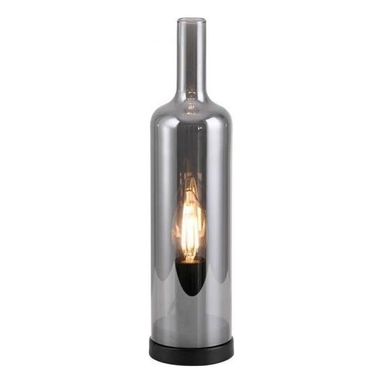 JUST LIGHT. 14006-25 - Lampada da tavolo BOTTLE 1xE14/25W/230V nero/vetro fumé
