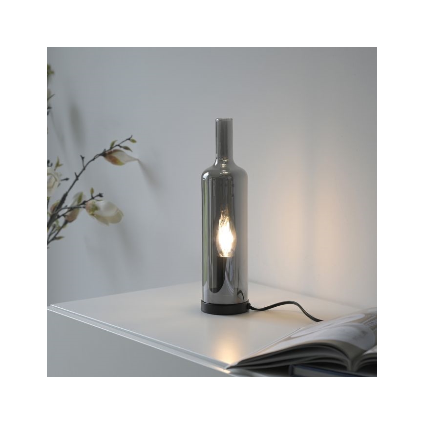 JUST LIGHT. 14006-25 - Lampada da tavolo BOTTLE 1xE14/25W/230V nero/vetro fumé