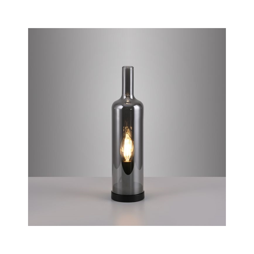 JUST LIGHT. 14006-25 - Lampada da tavolo BOTTLE 1xE14/25W/230V nero/vetro fumé