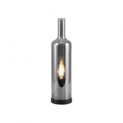 JUST LIGHT. 14006-25 - Lampada da tavolo BOTTLE 1xE14/25W/230V nero/vetro fumé