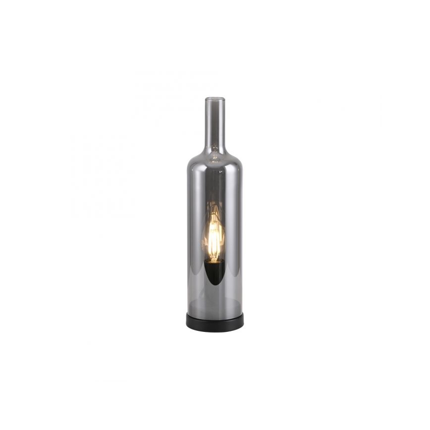 JUST LIGHT. 14006-25 - Lampada da tavolo BOTTLE 1xE14/25W/230V nero/vetro fumé
