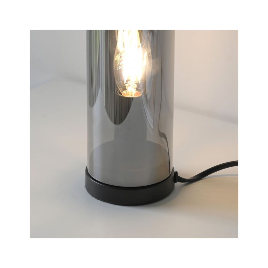 JUST LIGHT. 14006-25 - Lampada da tavolo BOTTLE 1xE14/25W/230V nero/vetro fumé