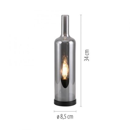 JUST LIGHT. 14006-25 - Lampada da tavolo BOTTLE 1xE14/25W/230V nero/vetro fumé