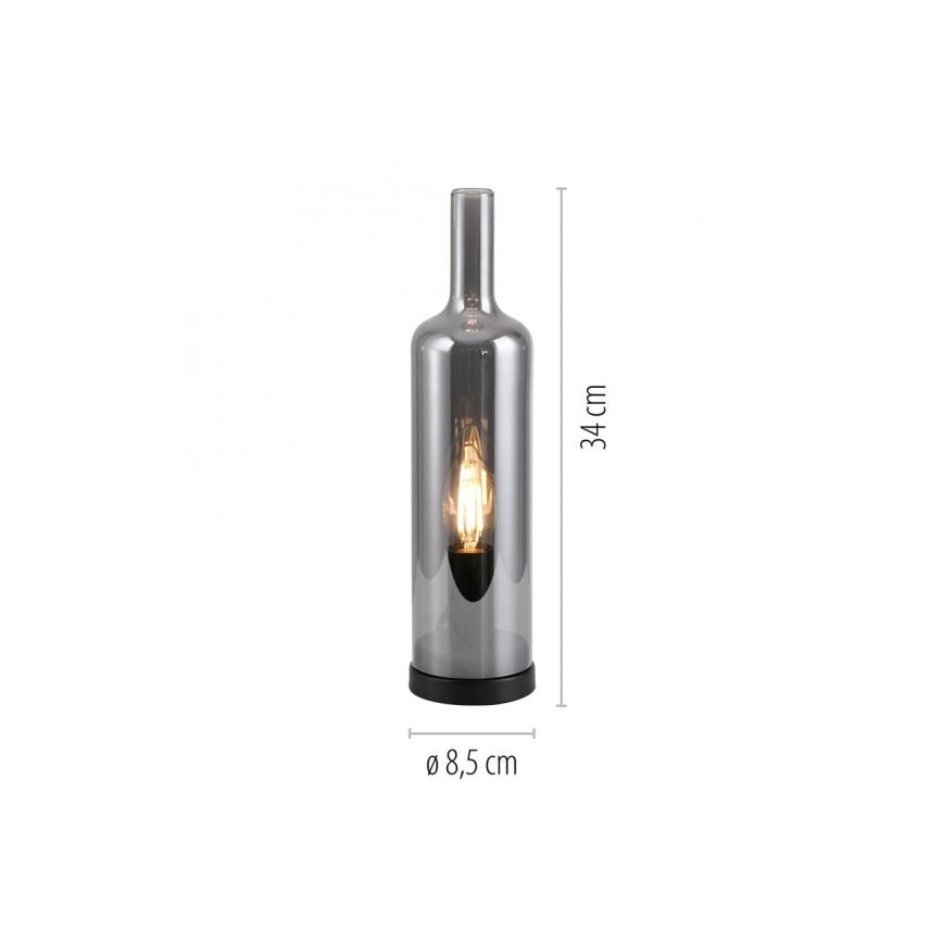 JUST LIGHT. 14006-25 - Lampada da tavolo BOTTLE 1xE14/25W/230V nero/vetro fumé