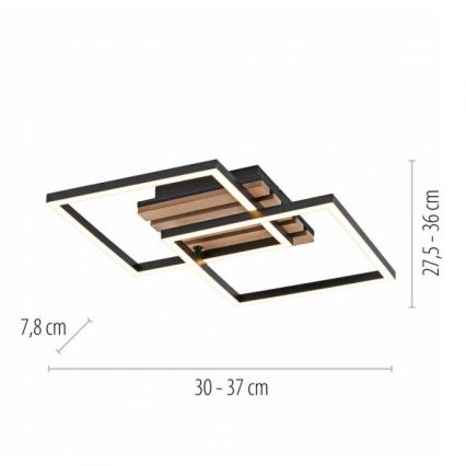 JUST LIGHT. 14053-79 - Plafoniera LED AKUSTIKA LED/15W/230V rovere/nero