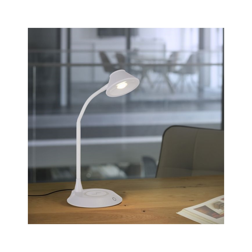 JUST LIGHT. 14414-16 - Lampada da scrivania flessibile dimmerabile con ricarica wireless PUCKI LED/4,5 W/230 V bianco
