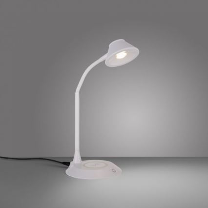 JUST LIGHT. 14414-16 - Lampada da scrivania flessibile dimmerabile con ricarica wireless PUCKI LED/4,5 W/230 V bianco