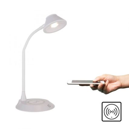 JUST LIGHT. 14414-16 - Lampada da scrivania flessibile dimmerabile con ricarica wireless PUCKI LED/4,5 W/230 V bianco