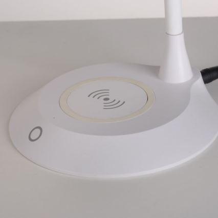 JUST LIGHT. 14414-16 - Lampada da scrivania flessibile dimmerabile con ricarica wireless PUCKI LED/4,5 W/230 V bianco