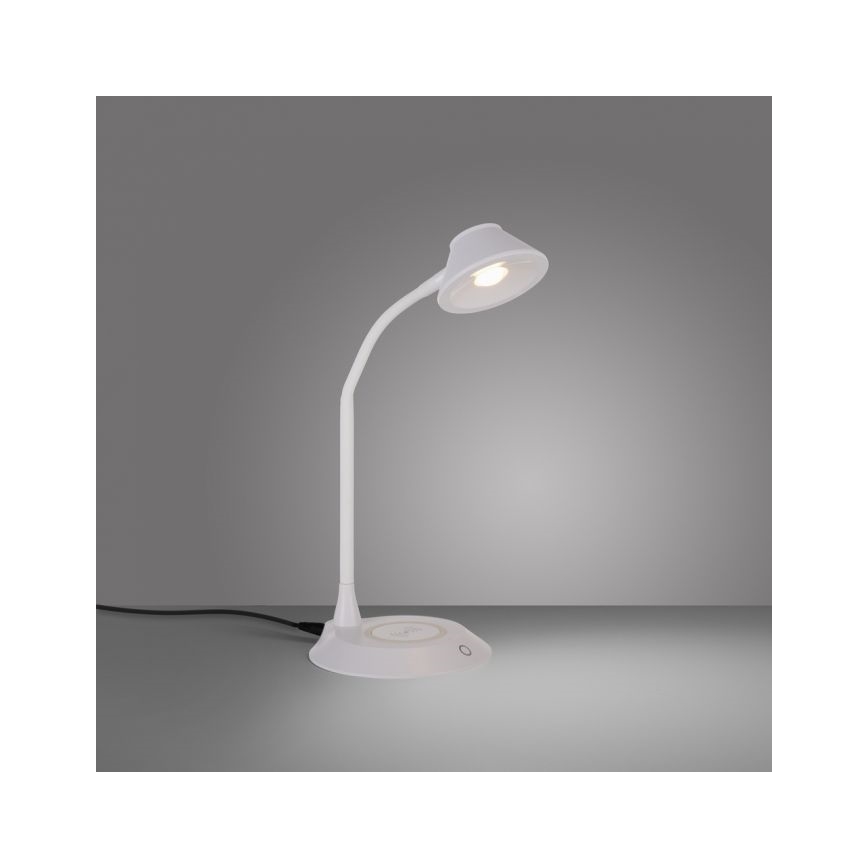 JUST LIGHT. 14414-16 - Lampada da tavolo LED dimmerabile, flessibile e a sfioramento con ricarica wireless PUCKI LED/4,5W/230V bianca