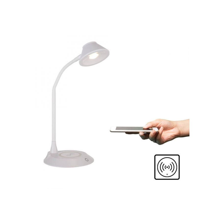 JUST LIGHT. 14414-16 - Lampada da tavolo LED dimmerabile, flessibile e a sfioramento con ricarica wireless PUCKI LED/4,5W/230V bianca
