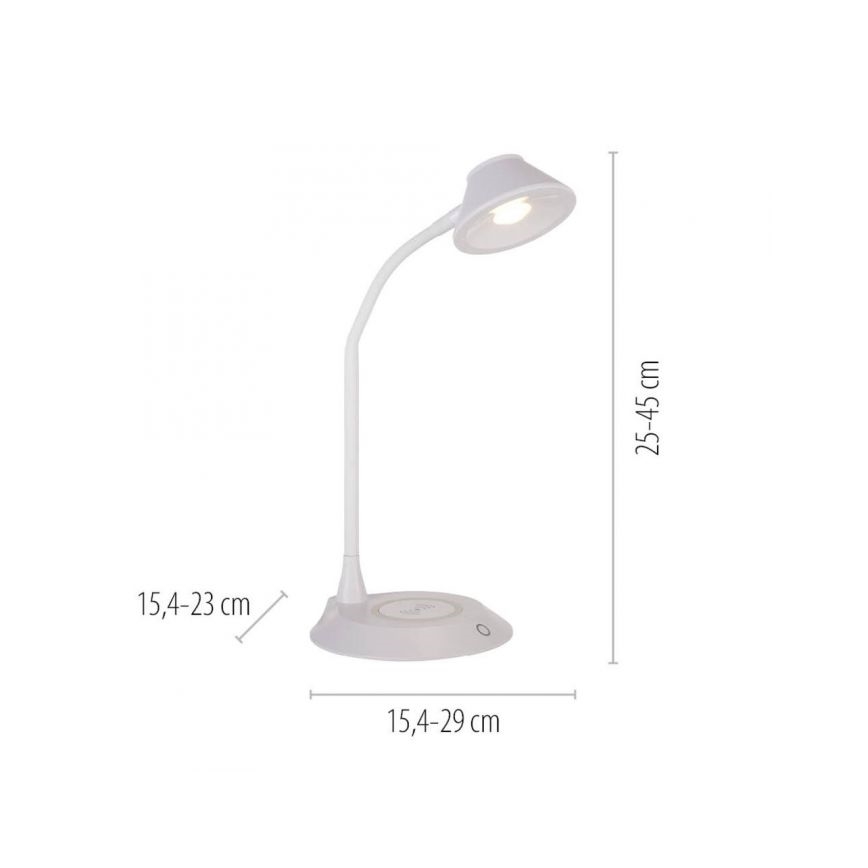 JUST LIGHT. 14414-16 - Lampada da tavolo LED dimmerabile, flessibile e a sfioramento con ricarica wireless PUCKI LED/4,5W/230V bianca