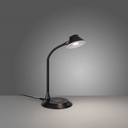 JUST LIGHT. 14414-18 - Lampada da tavolo flessibile dimmerabile con ricarica wireless PUCKI LED/4,5W/230V nera