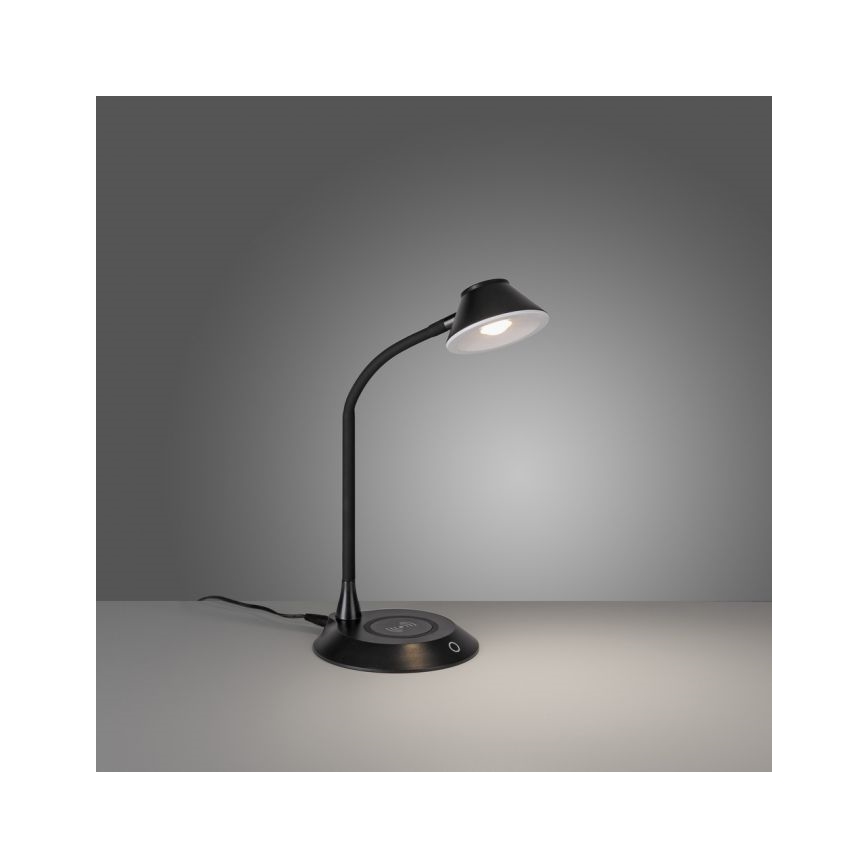 JUST LIGHT. 14414-18 - Lampada da tavolo flessibile dimmerabile con ricarica wireless PUCKI LED/4,5W/230V nera
