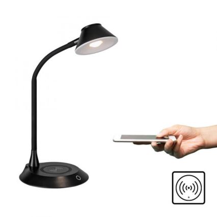 JUST LIGHT. 14414-18 - Lampada da tavolo flessibile dimmerabile con ricarica wireless PUCKI LED/4,5W/230V nera