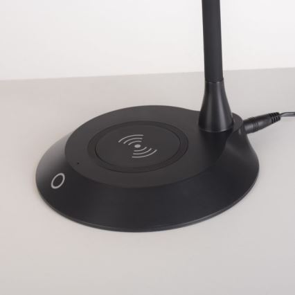 JUST LIGHT. 14414-18 - Lampada da tavolo flessibile dimmerabile con ricarica wireless PUCKI LED/4,5W/230V nera