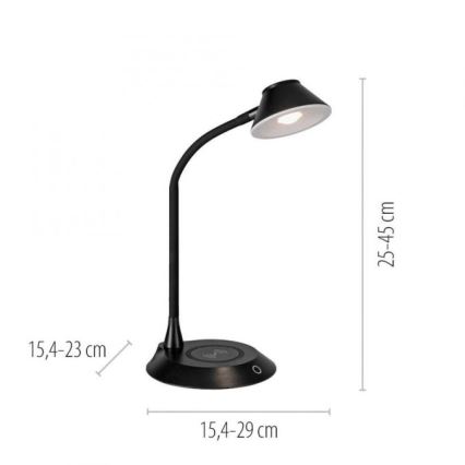 JUST LIGHT. 14414-18 - Lampada da tavolo flessibile dimmerabile con ricarica wireless PUCKI LED/4,5W/230V nera