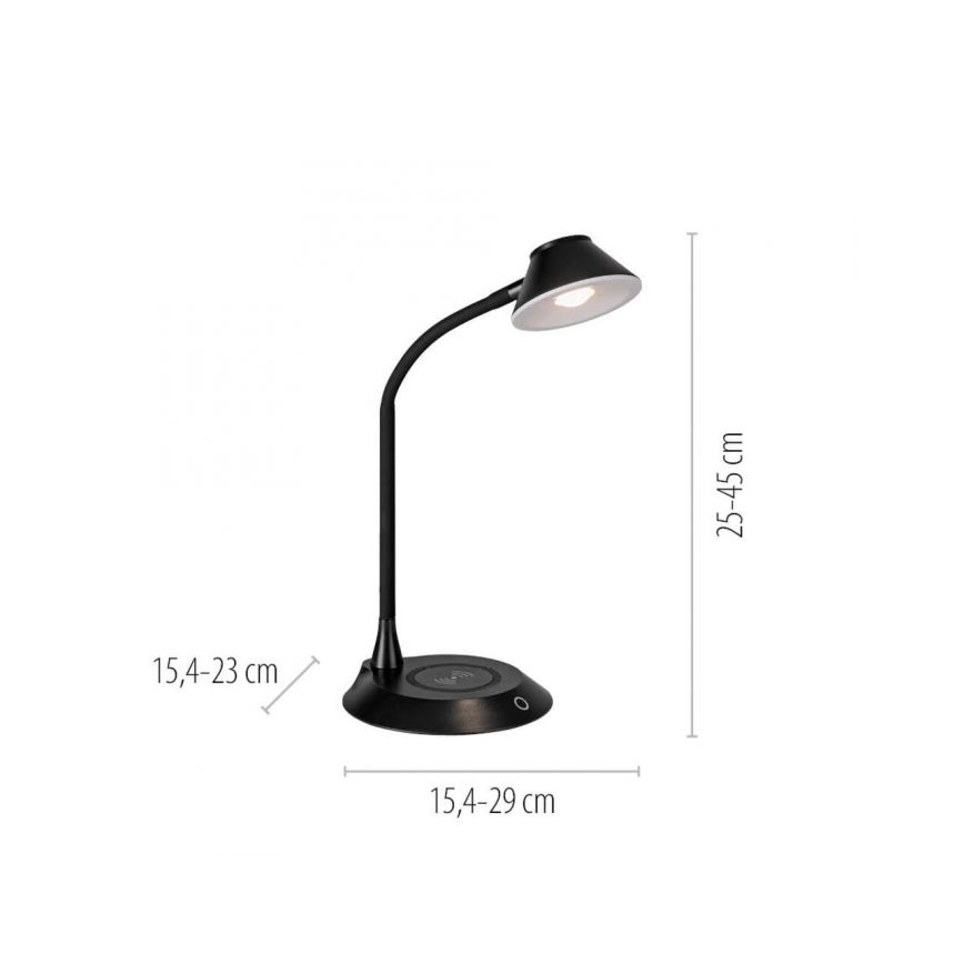 JUST LIGHT. 14414-18 - Lampada da tavolo flessibile dimmerabile con ricarica wireless PUCKI LED/4,5W/230V nera