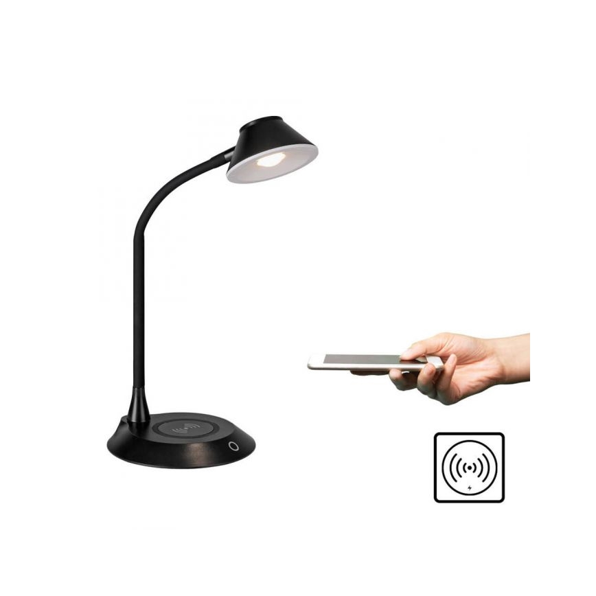 JUST LIGHT. 14414-18 - Lampada da tavolo LED dimmerabile, flessibile e a sfioramento con ricarica wireless PUCKI LED/4,5W/230V nero