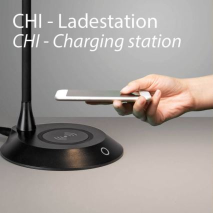 JUST LIGHT. 14414-18 - Lampada da tavolo LED dimmerabile, flessibile e a sfioramento con ricarica wireless PUCKI LED/4,5W/230V nero