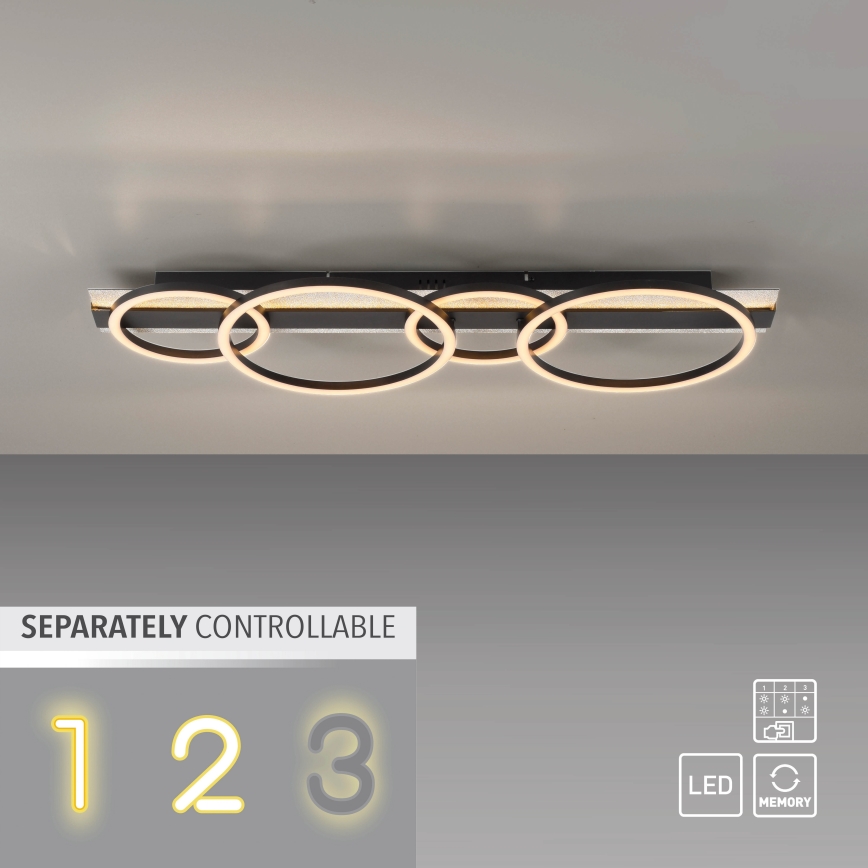 JUST LIGHT. 14426-21 - Plafoniera LED CICHIO LED/37W/230V + LED/9,5W 30x86 cm nero