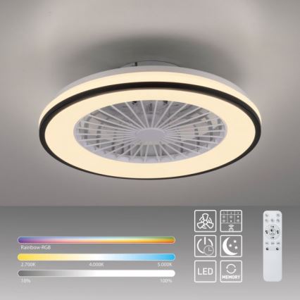 JUST LIGHT. 14447-18 - LED RGBW Ventilatore da soffitto dimmerabile con luce integrata LENO LED/44W/230V 3000-6500K Ø 48,6 cm bianco + telecomando