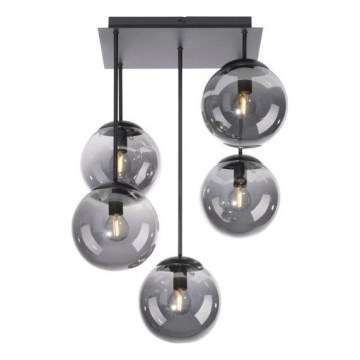 JUST LIGHT. 14602-18 - Lampadario a sospensione con supporto rigido WIDOW 5xE14/25W/230V nero