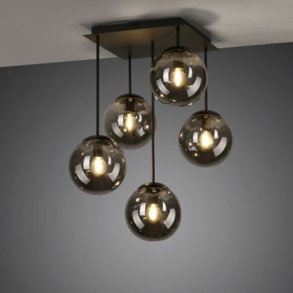 JUST LIGHT. 14602-18 - Lampadario a sospensione con supporto rigido WIDOW 5xE14/25W/230V nero