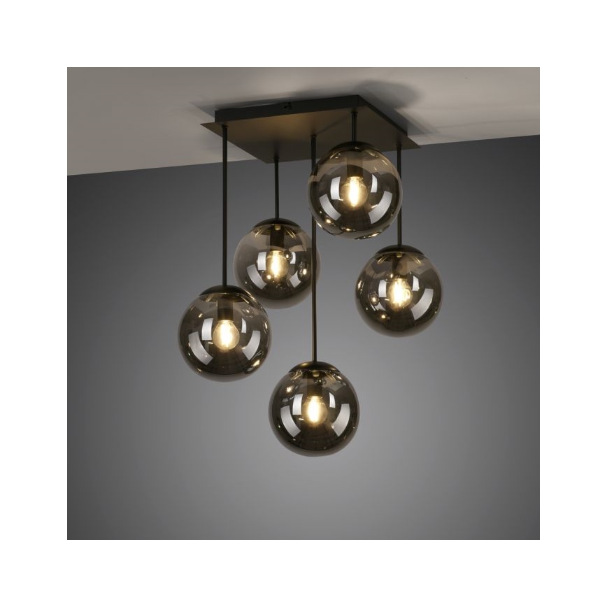 JUST LIGHT. 14602-18 - Lampadario a sospensione con supporto rigido WIDOW 5xE14/25W/230V nero