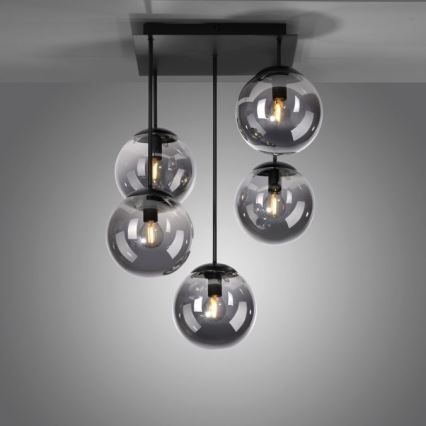 JUST LIGHT. 14602-18 - Lampadario a sospensione con supporto rigido WIDOW 5xE14/25W/230V nero