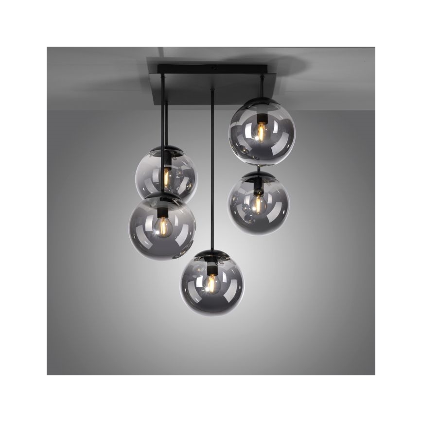 JUST LIGHT. 14602-18 - Lampadario a sospensione con supporto rigido WIDOW 5xE14/25W/230V nero