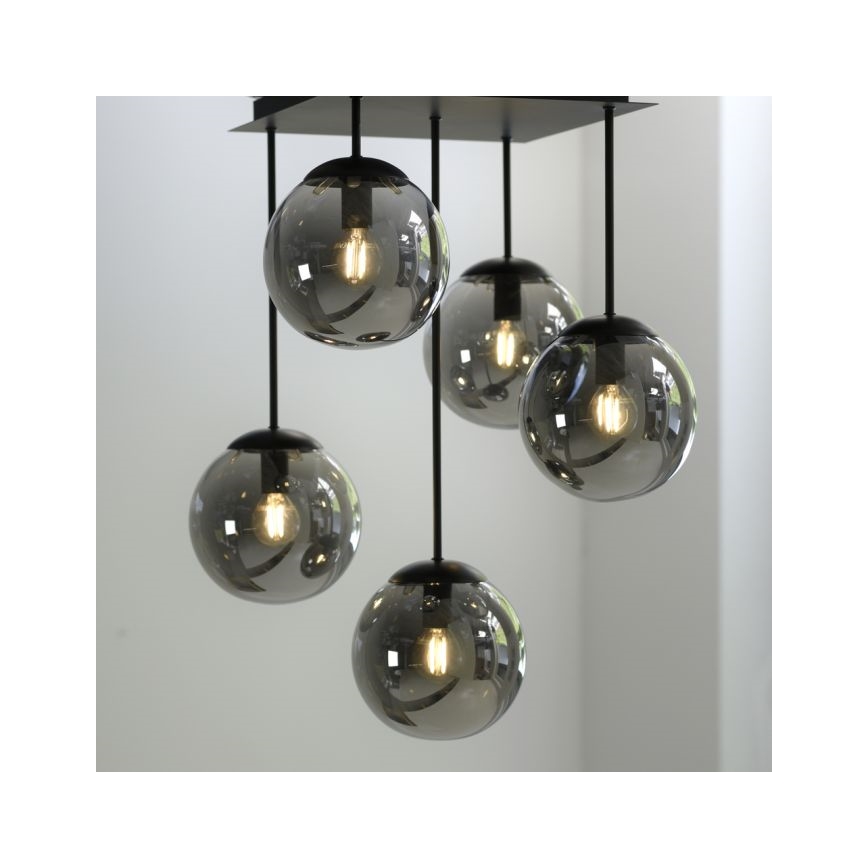JUST LIGHT. 14602-18 - Lampadario a sospensione con supporto rigido WIDOW 5xE14/25W/230V nero