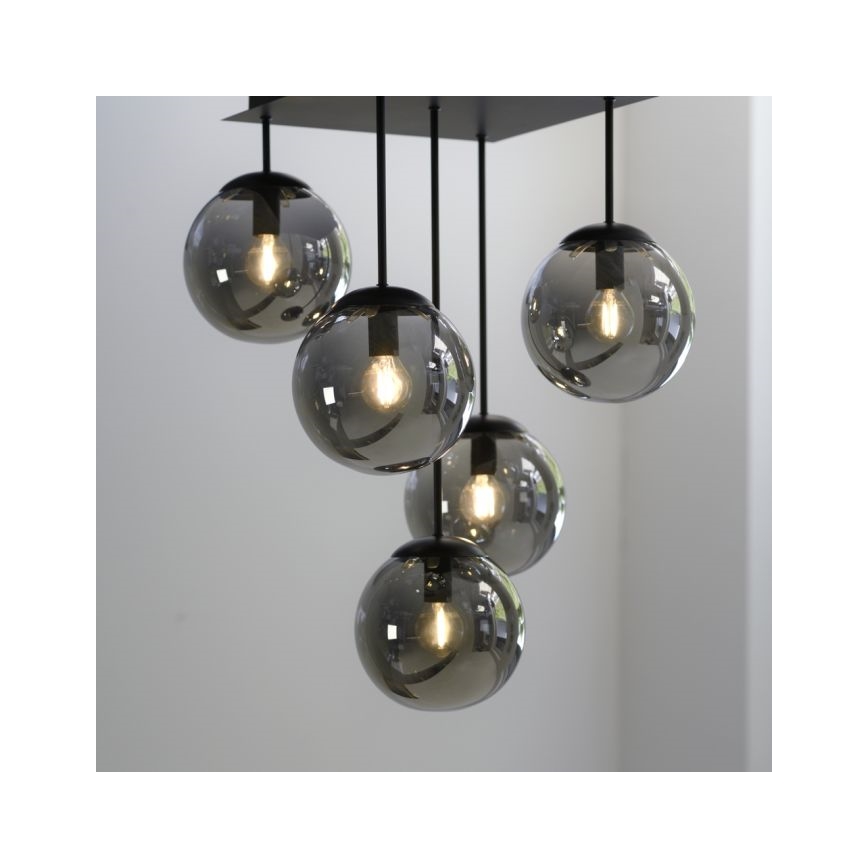JUST LIGHT. 14602-18 - Lampadario a sospensione con supporto rigido WIDOW 5xE14/25W/230V nero