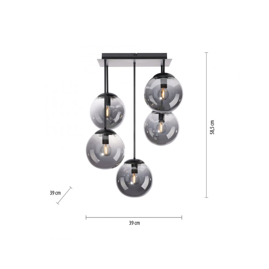 JUST LIGHT. 14602-18 - Lampadario a sospensione con supporto rigido WIDOW 5xE14/25W/230V nero