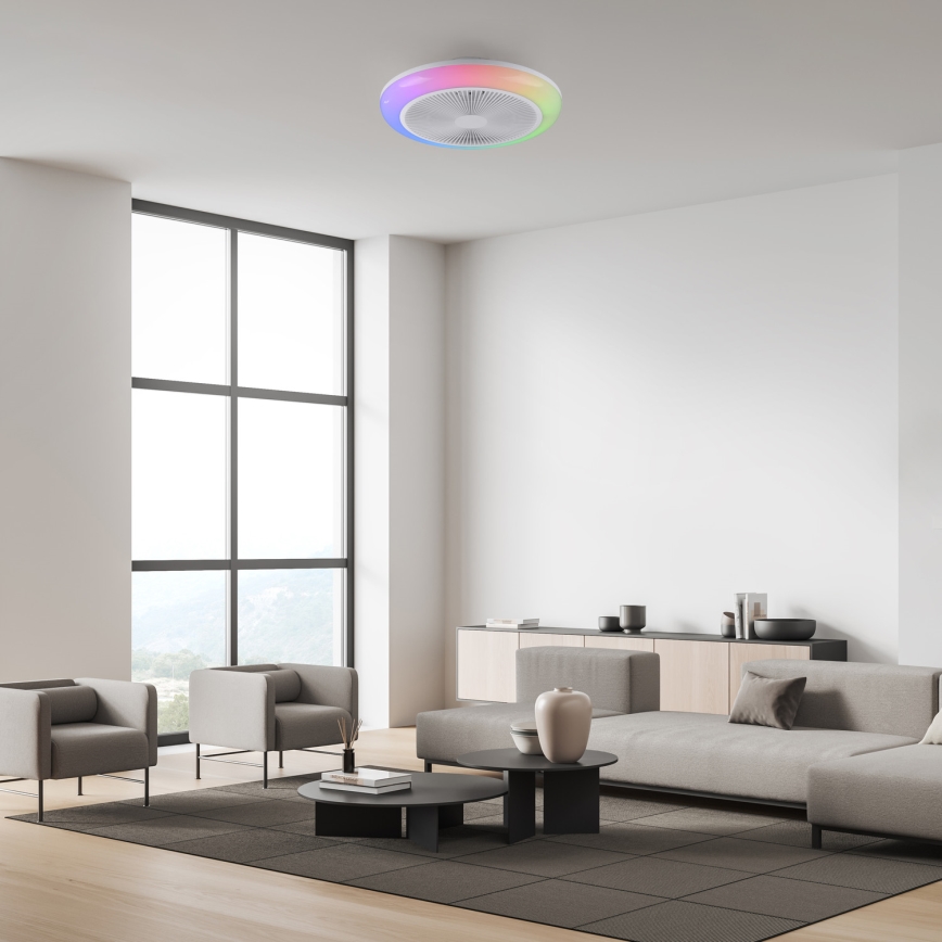 JUST LIGHT. 14623-16 - Ventilatore da soffitto LED RGBW dimmerabile con luce BRENDA LED/22W/230V 3000-6000K Ø 46 cm bianco + telecomando