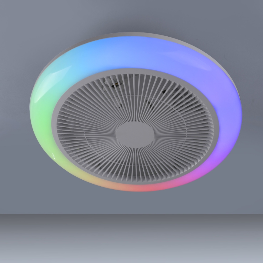 JUST LIGHT. 14623-16 - Ventilatore da soffitto LED RGBW dimmerabile con luce BRENDA LED/22W/230V 3000-6000K Ø 46 cm bianco + telecomando