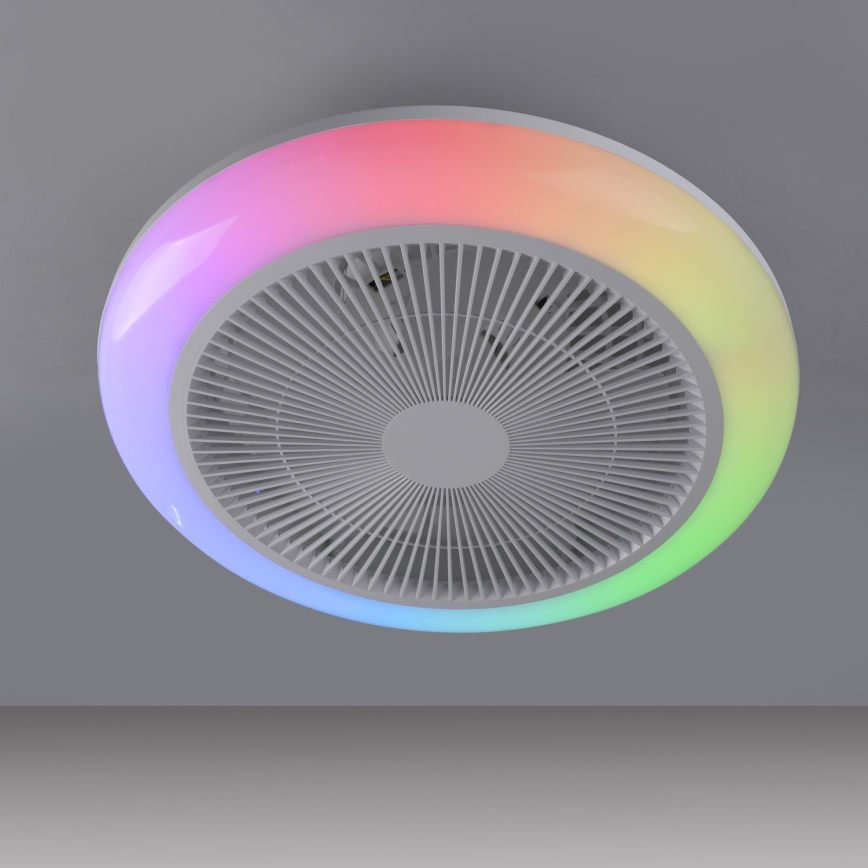 JUST LIGHT. 14623-16 - Ventilatore da soffitto LED RGBW dimmerabile con luce BRENDA LED/22W/230V 3000-6000K Ø 46 cm bianco + telecomando