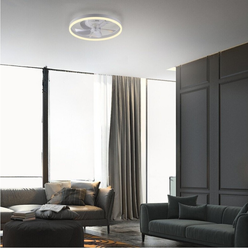JUST LIGHT. 14624-16 - Ventilatore da soffitto dimmerabile con luce LED RITA LED/22W/230V 3000-6000K Ø 50 cm bianco + telecomando