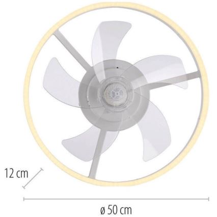 JUST LIGHT. 14624-16 - Ventilatore da soffitto dimmerabile con luce LED RITA LED/22W/230V 3000-6000K Ø 50 cm bianco + telecomando