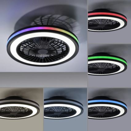 JUST LIGHT. 14649-18 - Ventilatore da soffitto dimmerabile LED RGBW con luce BRANDON LED/36W/230V 2700-5000K diam. 46,5 cm nero + telecomando