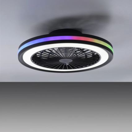 JUST LIGHT. 14649-18 - Ventilatore da soffitto dimmerabile LED RGBW con luce BRANDON LED/36W/230V 2700-5000K diam. 46,5 cm nero + telecomando
