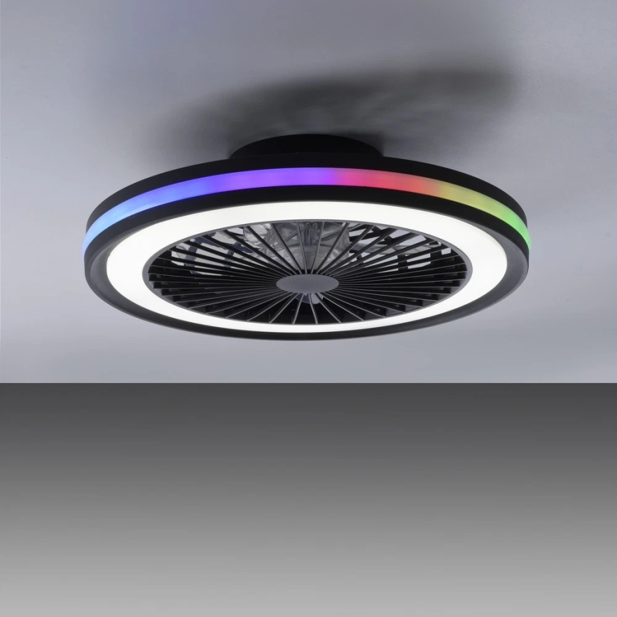 JUST LIGHT. 14649-18 - Ventilatore da soffitto dimmerabile LED RGBW con luce BRANDON LED/36W/230V 2700-5000K diam. 46,5 cm nero + telecomando