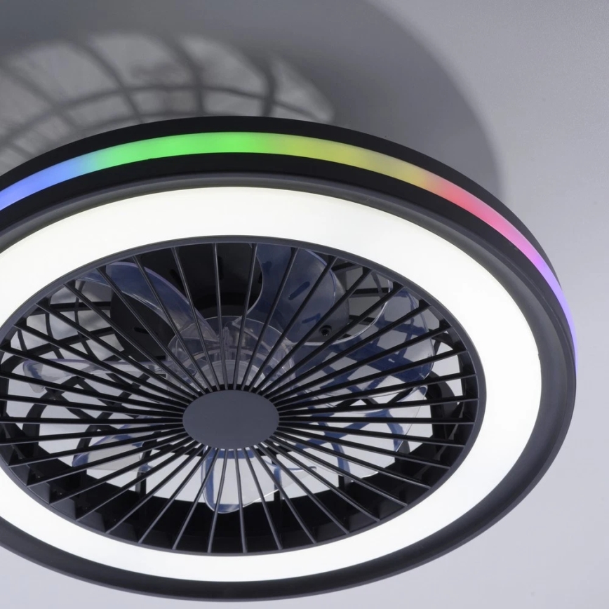 JUST LIGHT. 14649-18 - Ventilatore da soffitto dimmerabile LED RGBW con luce BRANDON LED/36W/230V 2700-5000K diam. 46,5 cm nero + telecomando