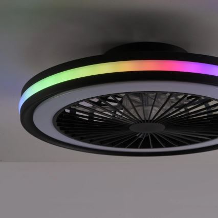 JUST LIGHT. 14649-18 - Ventilatore da soffitto dimmerabile LED RGBW con luce BRANDON LED/36W/230V 2700-5000K diam. 46,5 cm nero + telecomando