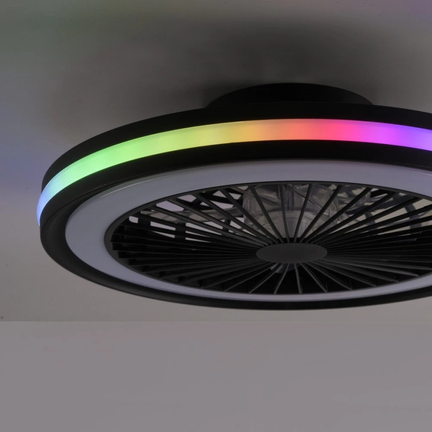 JUST LIGHT. 14649-18 - Ventilatore da soffitto dimmerabile LED RGBW con luce BRANDON LED/36W/230V 2700-5000K diam. 46,5 cm nero + telecomando