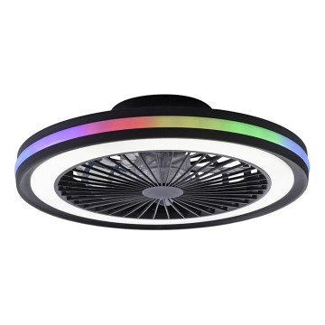 JUST LIGHT. 14649-18 - Ventilatore da soffitto dimmerabile LED RGBW con luce BRANDON LED/36W/230V 2700-5000K diam. 46,5 cm nero + telecomando